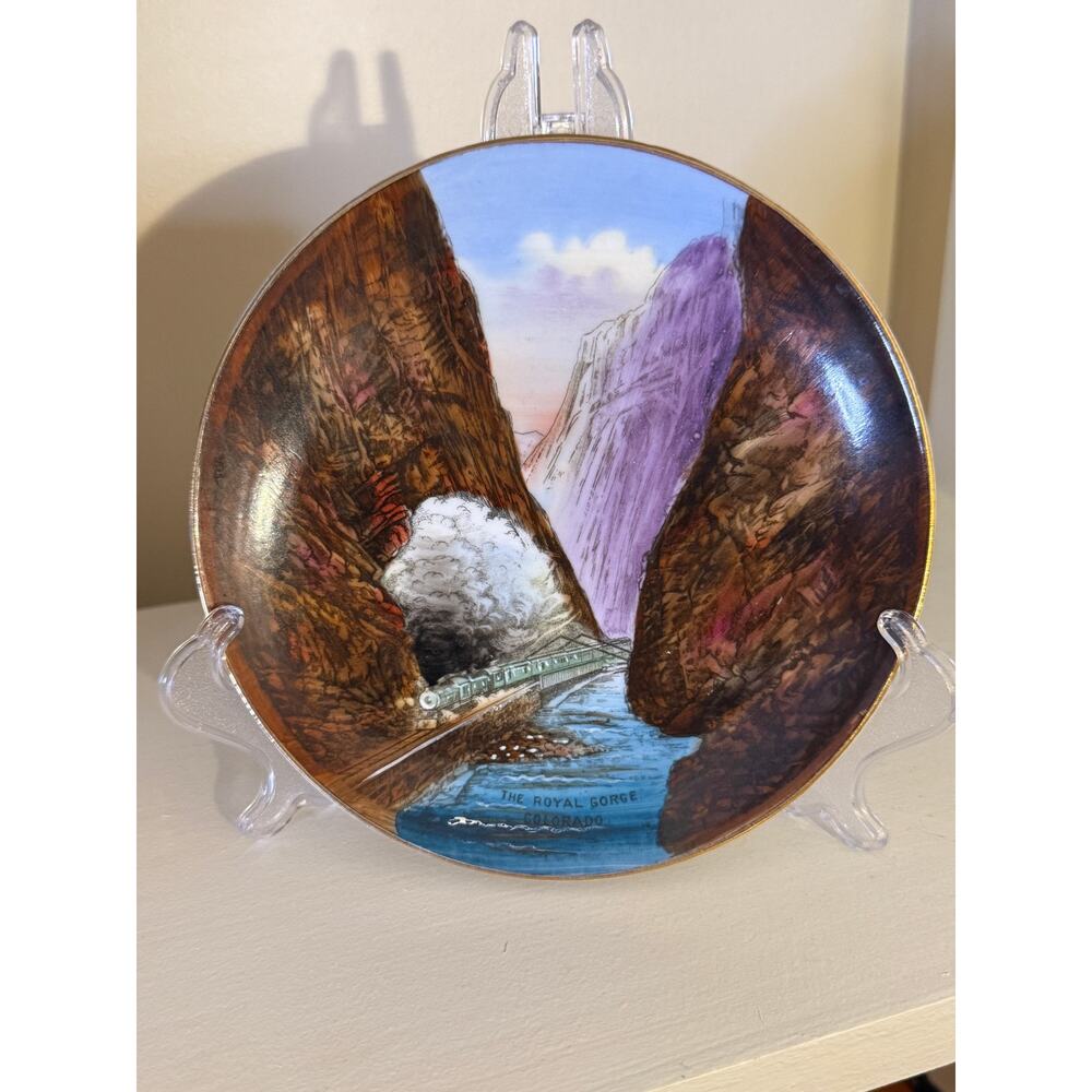antique Jonroth Studios porcelain souvenir plate Royal Gorge Colorado Germany